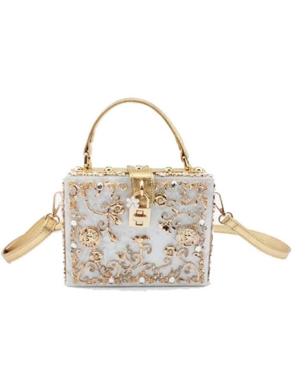 Chic Acrylic Square Evening Clutch with Rhinestones | Stylish Crossbody Handbag